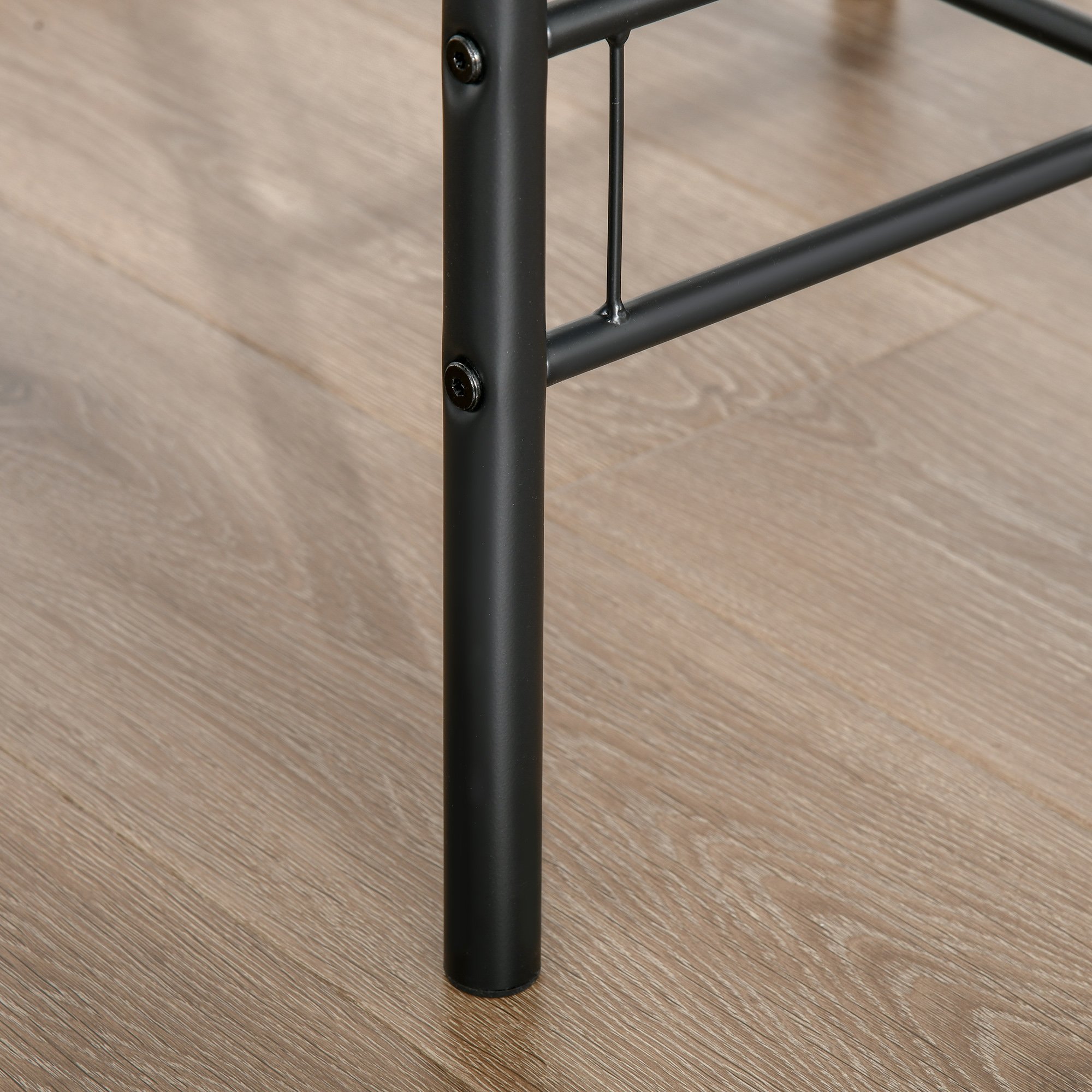HOMCOM 3 Piece Metal Dining Table with Storage Shelf - Natural Wood - Image 4