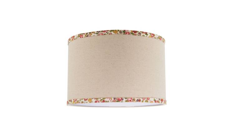 Happy Homewares Natural Oatmeal Linen Circular with Colourful Lampshade - 30cm
