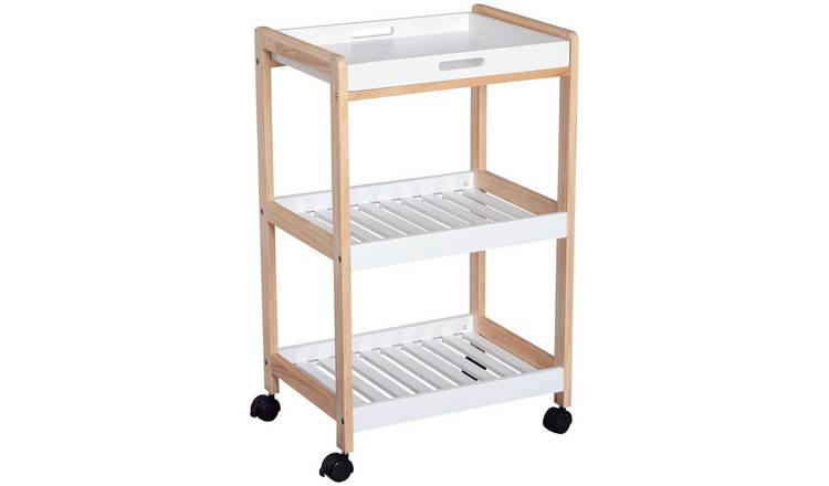 HOMCOM 3 Tier Kitchen Trolley with Storage Shelves - White