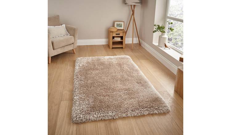 Mega Flooring Beige Shaggy Plain Rug - 150 x 230cm