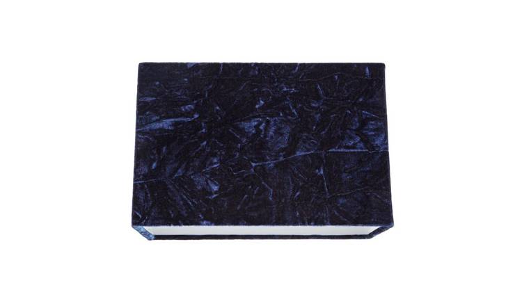 Happy Homewares Midnight Blue Crushed Velvet Fabric Rectangular Lampshade - 29cm