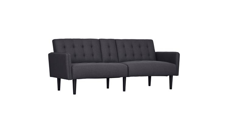 HOMCOM 3 Seater Fabric Sofa Bed with Cup Holder - Grey