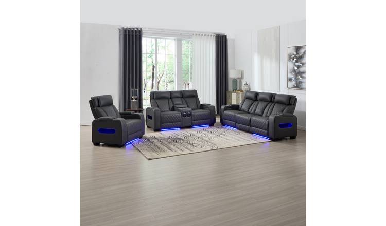 Furniture Online Capri Electric Recliner 1+2+3 Seater Sofa Set - Charcoal