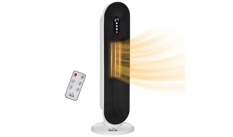 HOMCOM Electric Heater with 2 Heat and Remote Control - White