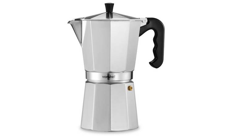 VonShef 12 Cup/600ml Aluminium Stovetop Coffee Maker - Silver