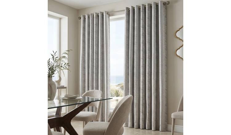 Luxury Living Reflect Jacquard Eyelet Curtains 229cm x 183cm - Silver