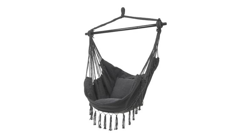 Living and Home Canvas Hanging Hammock Chair - Black
