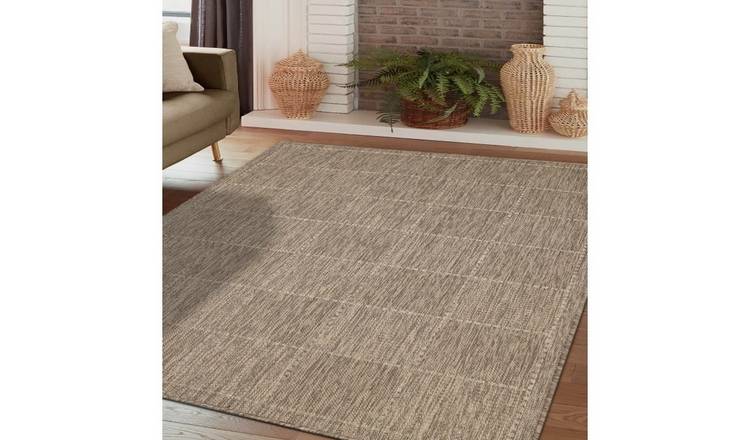 Mega Flooring Brown Modern Chequered Rug - 60 x 180cm