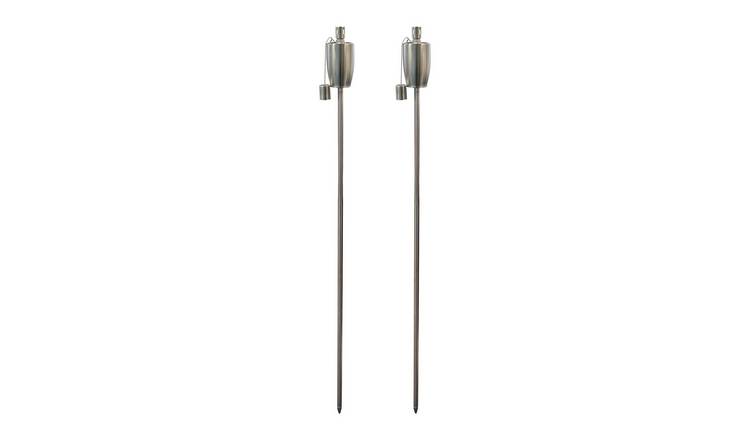 Harbour Housewares Metal Barrel Garden Fire Torches - 1.46m - Silver - Pack of 2