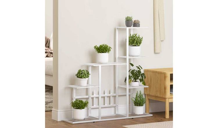 Walplus Metal Flower Stand - White - 94.5 x 25 x 88 cm