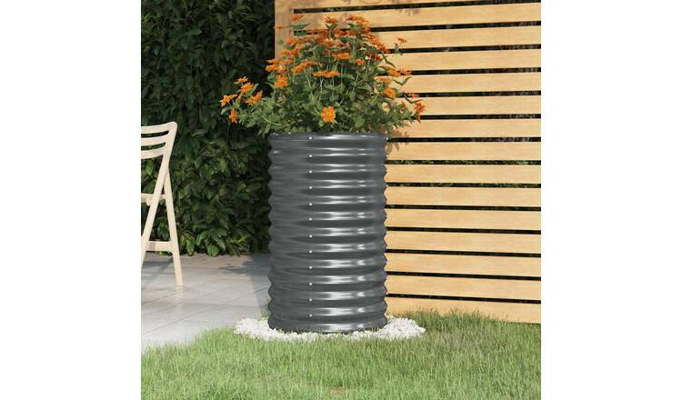 Walplus Galvanised Steel Garden Planter - Anthracite - 40 x 68 cm