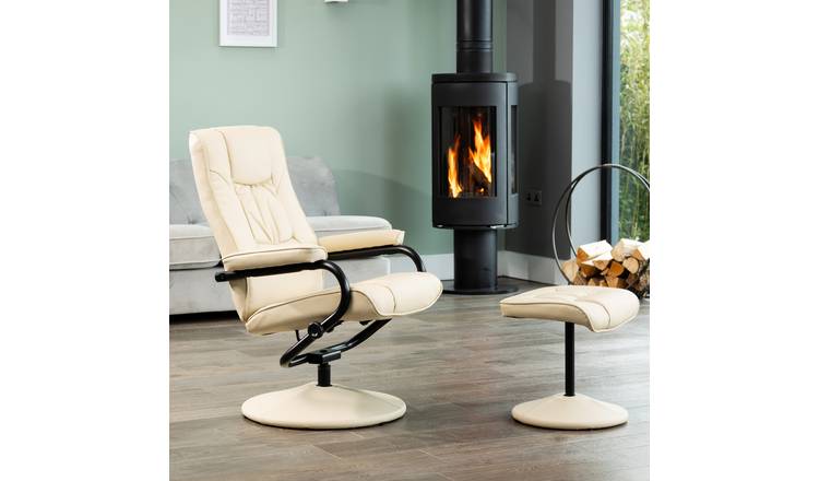 Artemis Home Gibson Swivel Recliner and Footstool - Cream