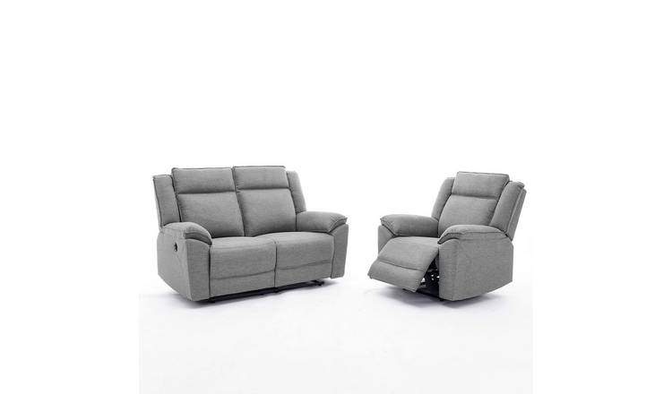 Furniture Online Skye Electric Recliner Linen 2+1 Seater Sofa Set - Grey