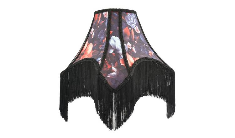 Happy Homewares Large Vintage 1920s Victorian Black Lampshade - 42cm