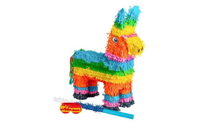 Fax Potato 3pc Donkey Pinata Set with Stick & Blindfold - Blue Stick