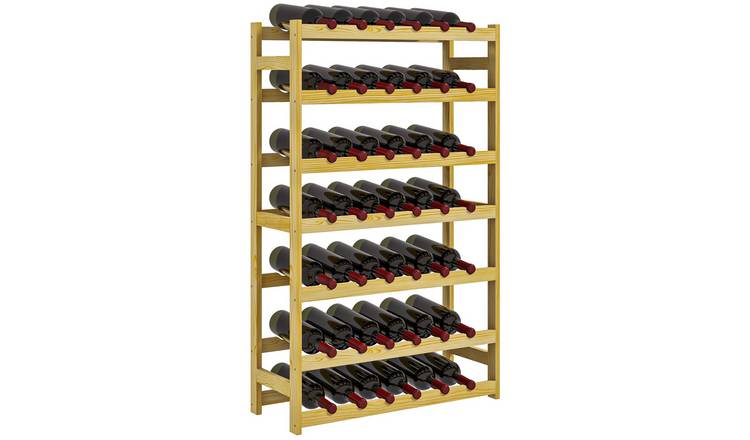 HOMCOM 7 Tier Wooden Freestanding Wine Rack for 42 Bottles - Natural Wood