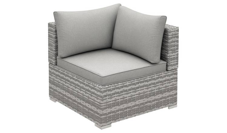 Outsunny PE Rattan Corner Corner Sofa with Cushions - Grey