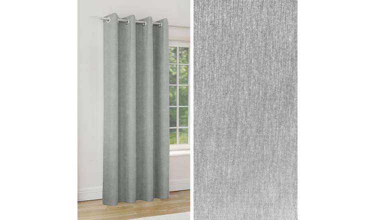 Enhanced Living Mayfair Chenille Single Door Curtains - 168 x 214cm - Grey