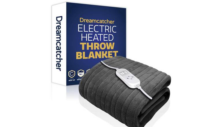 Dreamcatcher XL Fleece Polyester Electric Heated Throw Blanket 180x130cm  - Grey