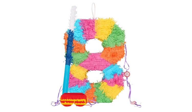 Fax Potato Number 8 Pinata Set with Stick & Blindfold - Blue Stick