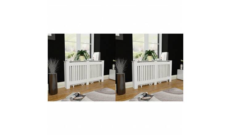 Walplus Pack of 2 Engineered Wood Radiator Cover - White - 152 x 19 x 81.5 cm