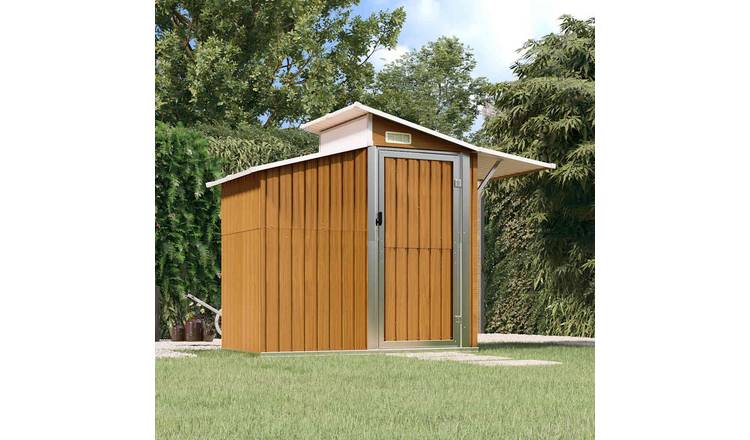Walplus Galvanised Steel Garden Shed - Brown - 270 x 130 x 208.5 cm