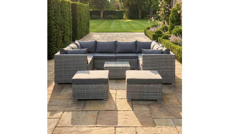 Artemis Home Oliena 10 Seat Modular Rattan Small U-Shape Furniture - Grey