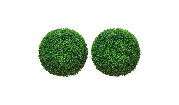 HOMCOM Set of 2 Artificial Topiary Balls with Camellia Flowers - Green