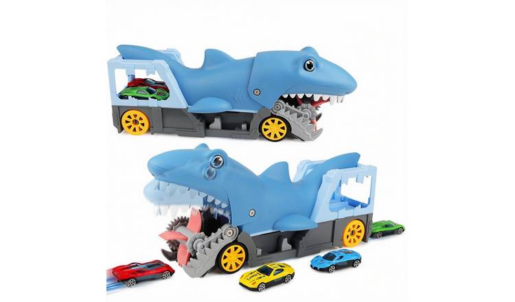 deAO Shark Transport Toy Truck Car Playset - Blue