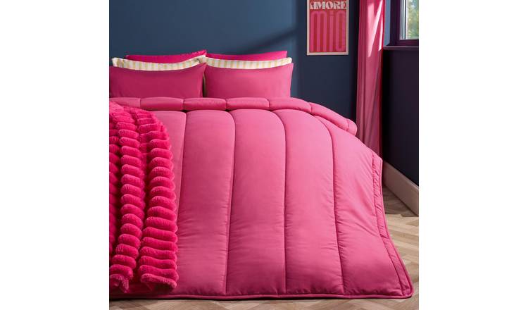 OHS 10.5 Tog Coverless Duvet Set Quilted Cover Bedding Hot Pink - King