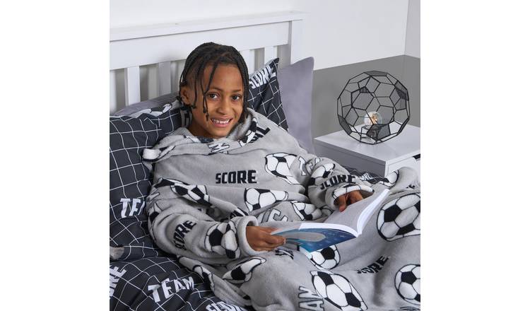 OHS Kids Football Print TV Blanket 100 x 125cm - Grey