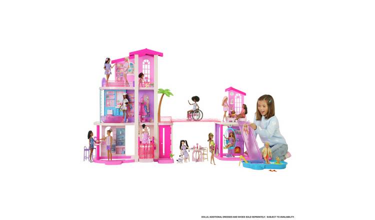 Barbie Dreamhouse Dollhouse, 2 Pools, 2 Slides, 2 Houses & Lift with 3 Levels