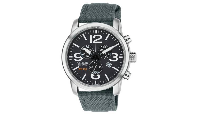 Citizen Men's Eco-Drive Chronograph Grey Strap Watch 0