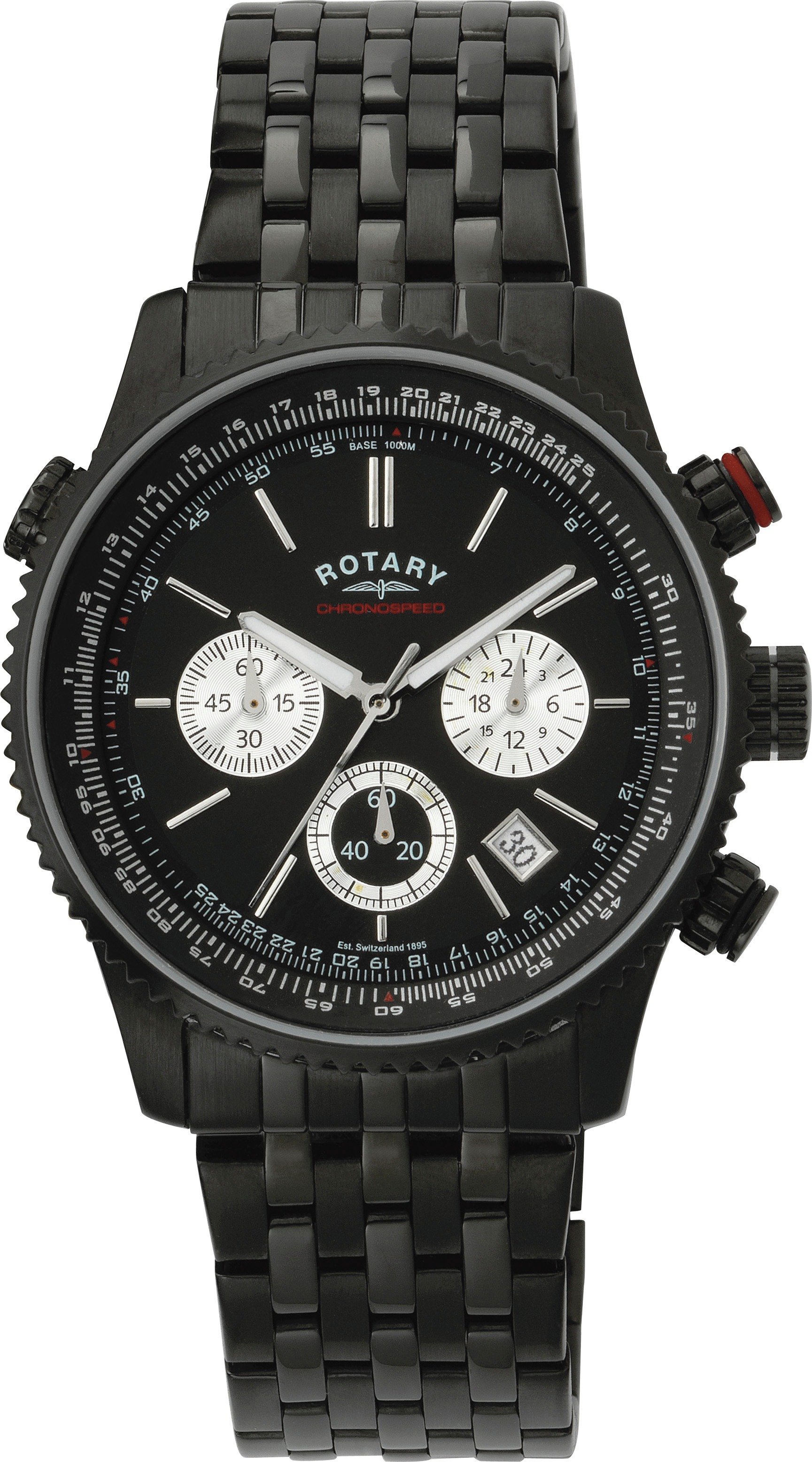 Rotary Men's Black Chronograph Bracelet Watch