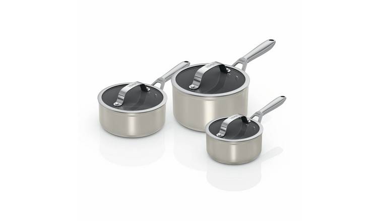 Ninja Ceramic Pro 3 Piece Aluminium Sauce Pan Set - Stone