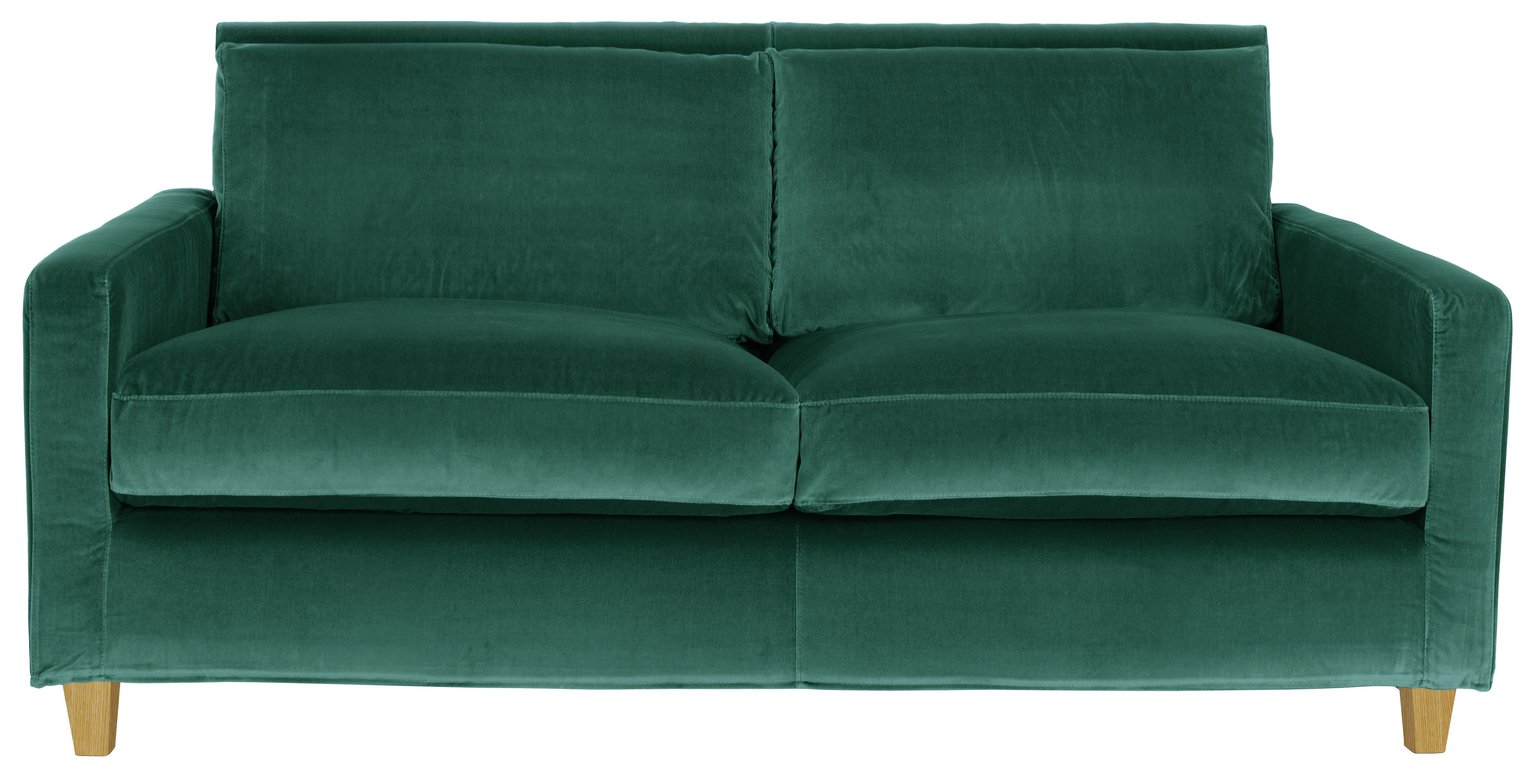 Habitat Chester 2 Seater Velvet Sofa - Emerald Green