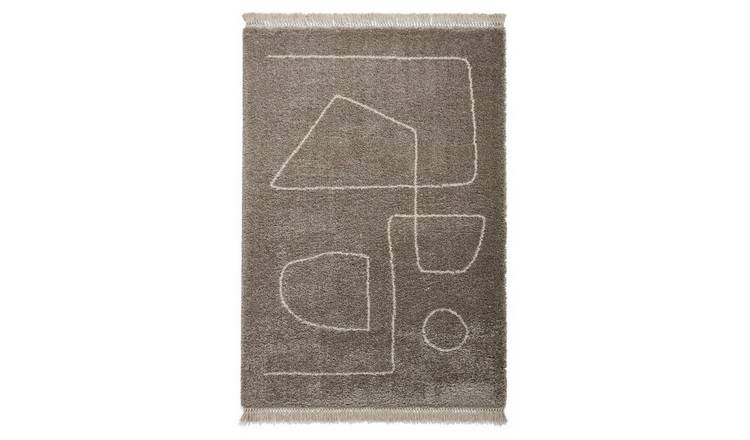 Mega Flooring Grey Shaggy Abstract Rug - 120 x 170cm