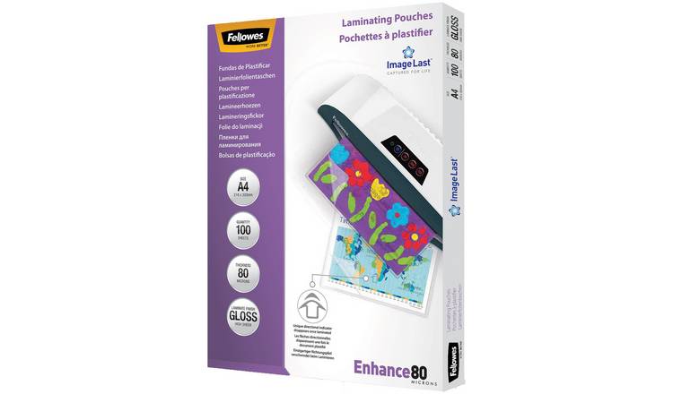 Buy Fellowes A4 80mic Laminating Pouches 100 Pack Laminator