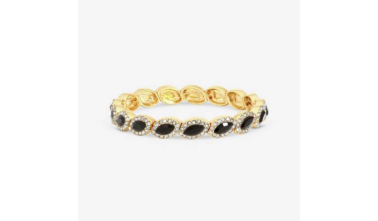 Jon Richard Gold Plated and Jet Navette Stretch Bracelet