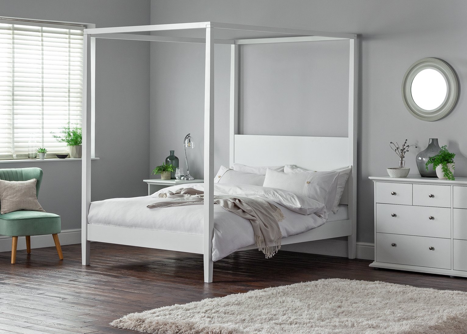 Habitat Blissford 4 Poster Double Wooden Bed Frame - White