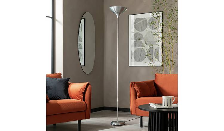 Argos Home Torchiere Uplighter Floor Lamp - Brushed Chrome