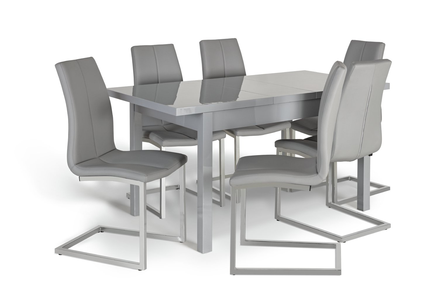 Argos Home Lyssa Extending Gloss Table & 6 Milo Chairs -Grey Review