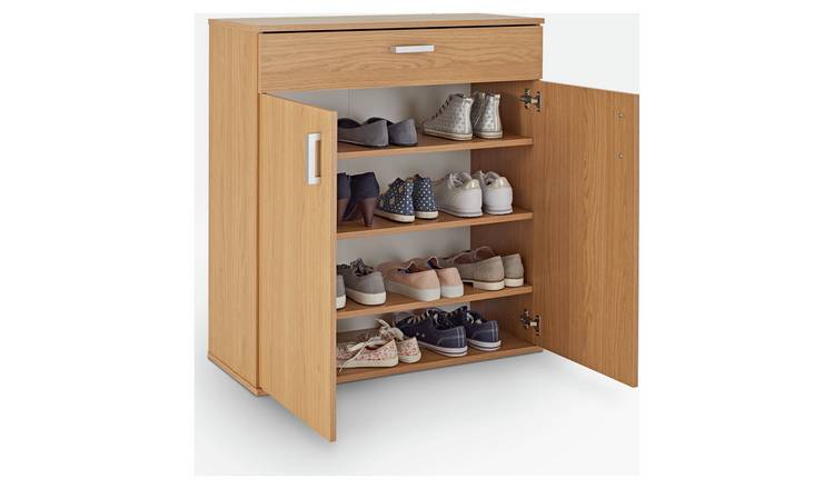 Slim oak clearance shoe cabinet