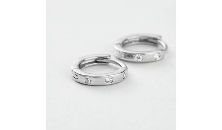 Revere Sterling Silver Cubic Zirconia Mini Huggies Earrings