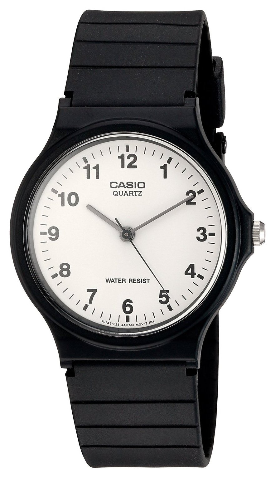 Casio Unisex Analogue White Dial Black Resin Strap Watch