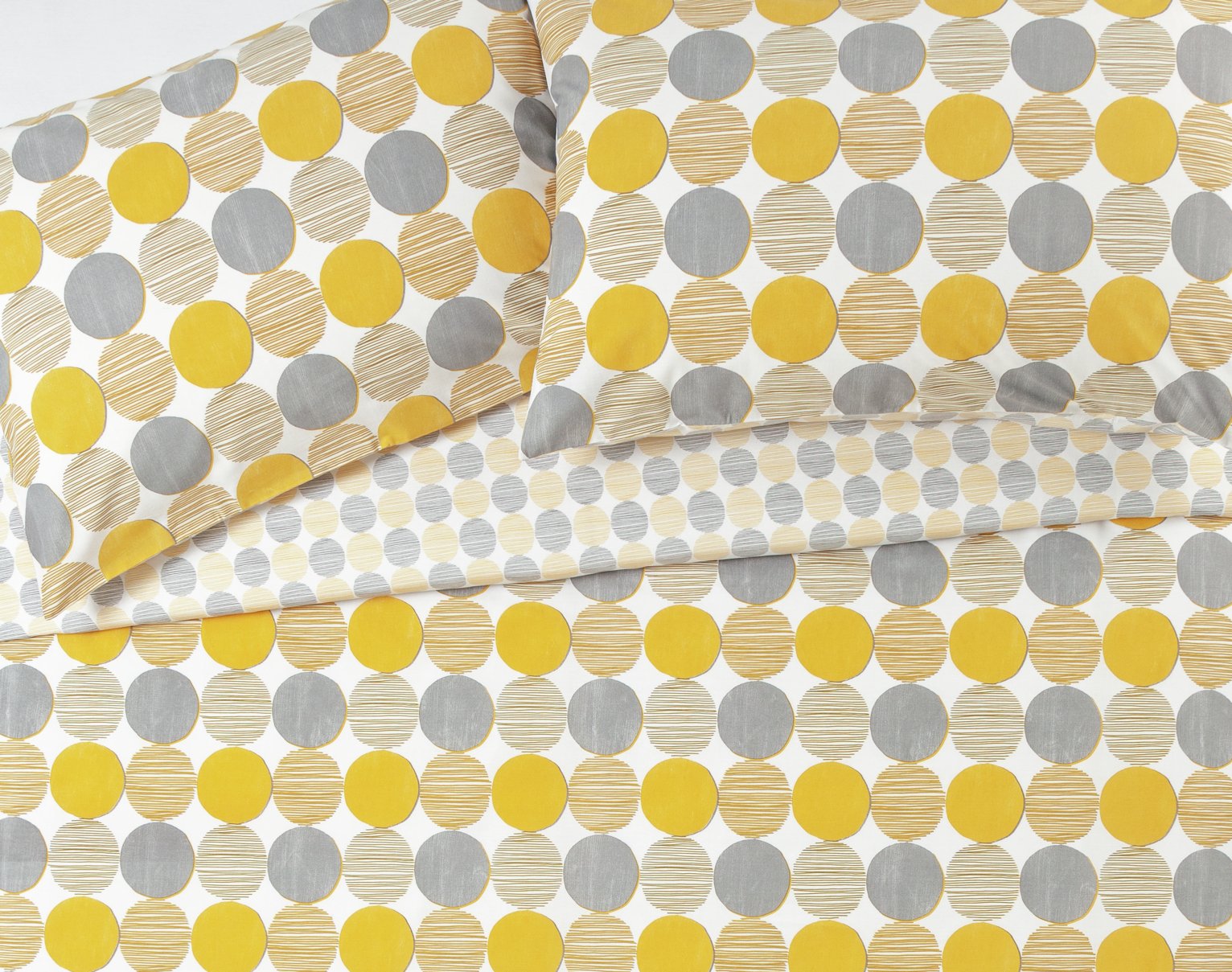 Argos Home Mustard and Grey Circles Bedding Set - Kingsize