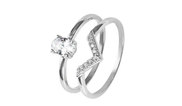 Revere 9ct White Gold Cubic Zirconia Engagement Ring - K