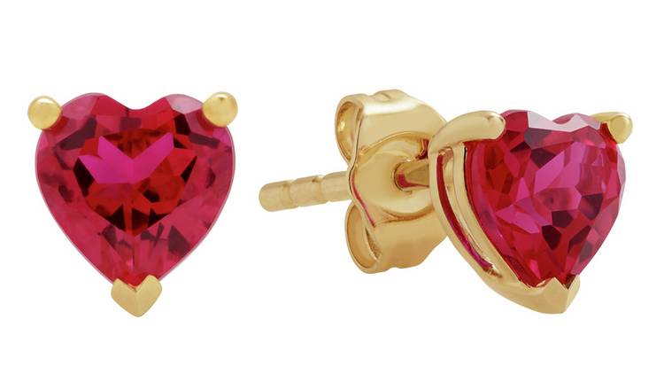 Gold Pink & Red Heart Drop Earrings - 3 Pack