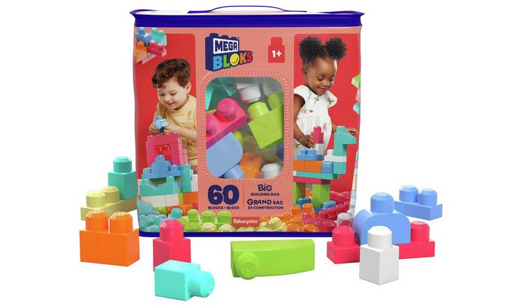 Buy Mega Bloks 60 Piece First Builders Big Building Bag - Pink, Construction toys