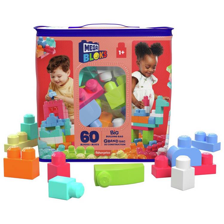 Mega Bloks 60 Piece First Builders Big Building Bag - Pastel 0